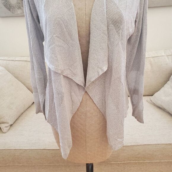 Alfani Metallic Thread Mixed-Stitch Open Cardigan in Gray/Silver- NEW - Picture 6 of 13